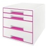 Zásuvkový box Leitz WOW, 4 zásuvky, růžový
